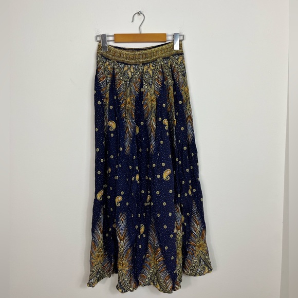 Vintage Bohemian Paisley Print Maxi Skirt Sz S - Picture 1 of 12